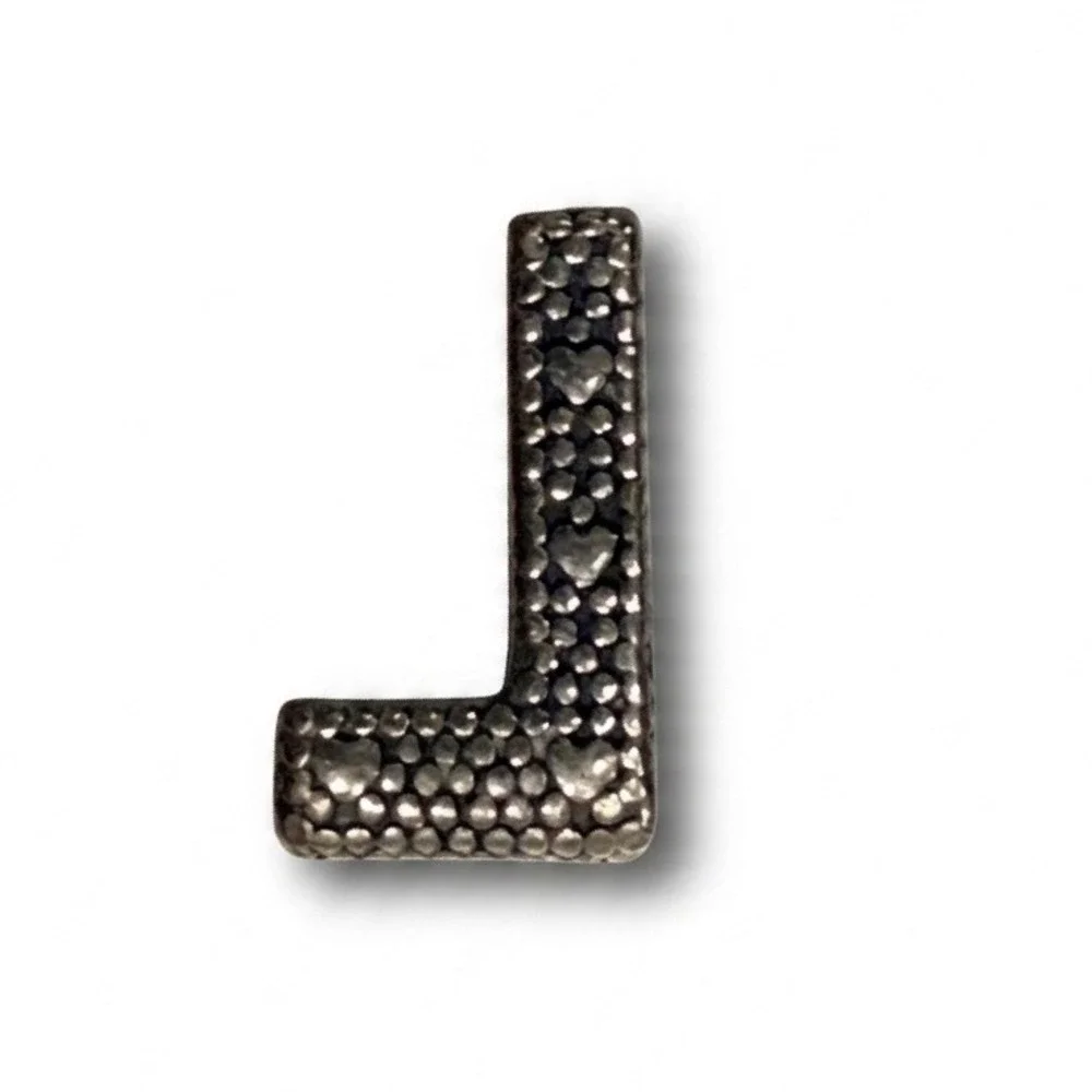 Pandora Letter L Alphabet Charm Sterling Silver S925 ALE Heart Pattern 790323L